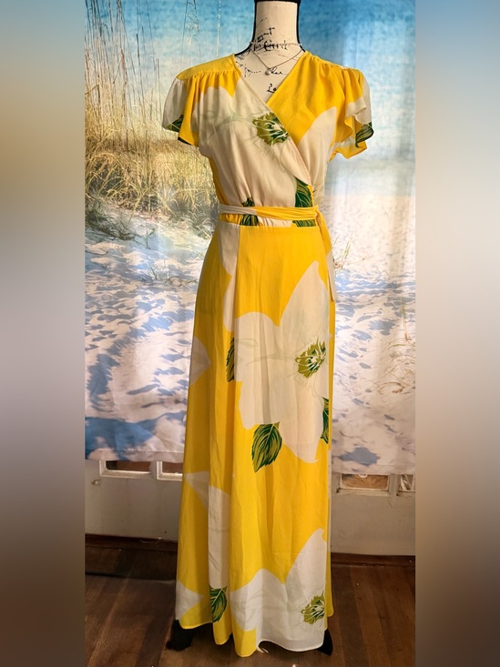 New York & Company Dresses & Skirts - New York & Company Yellow & White Floral Wrap-Style Maxi Skirt